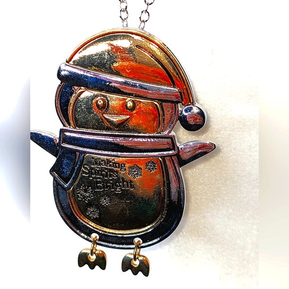 Howard's NWT Holiday Icon Christmas Penguin necklace silver gold - Picture 1 of 14